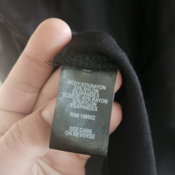 Black Ponte & Faux Leather Drape Front Kimono - Picture 6 of 7